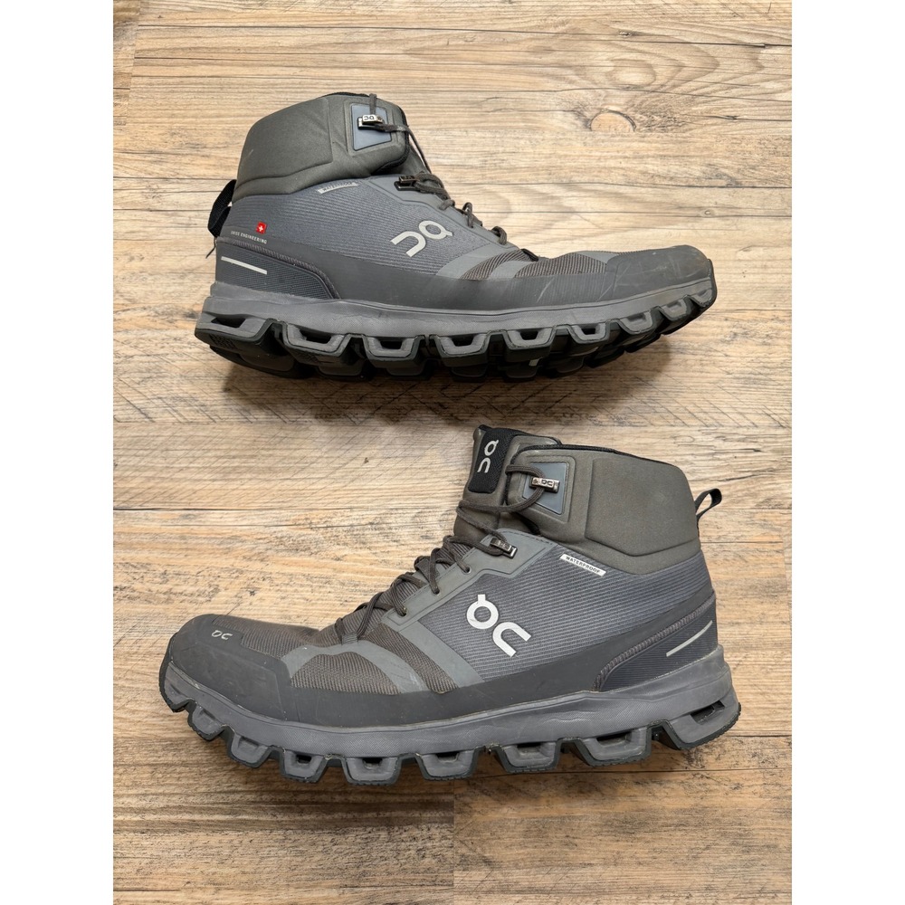 On Cloud Cloudrock Waterproof Hiking Boots Mens 14 Grey Black Eclipse 23.99854